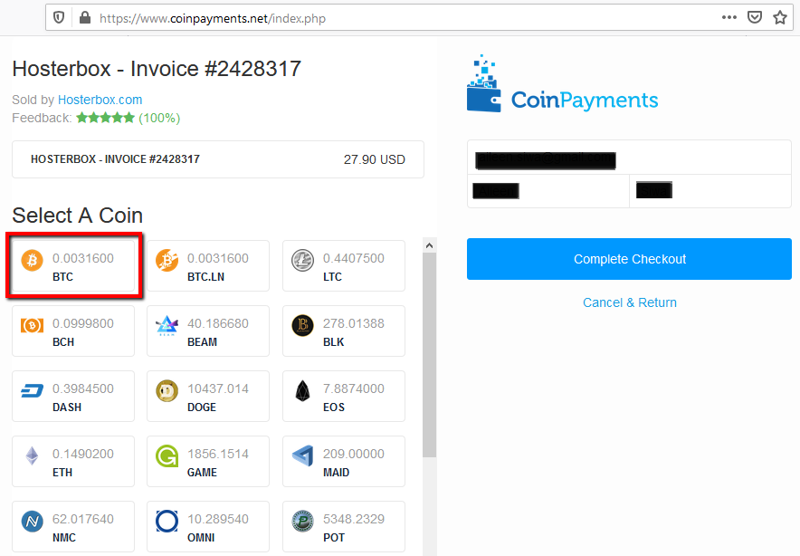 hosting pay with btc