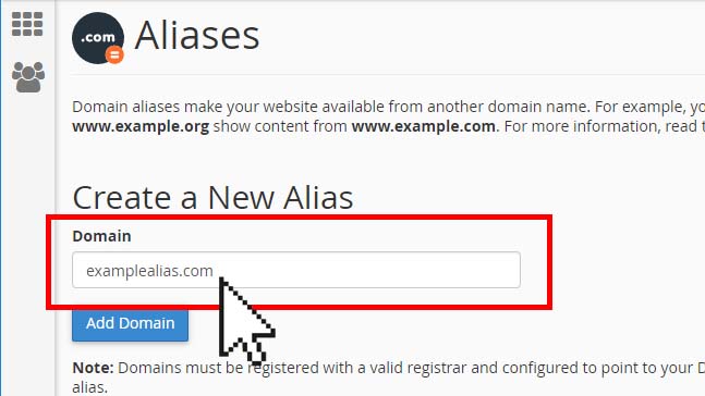 how to create alias domain name